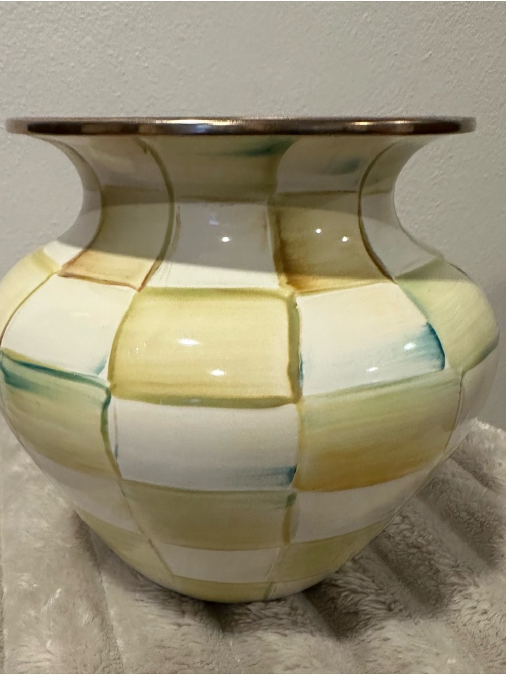 MacKenzie-Childs Parchment Check Large Vase Retired